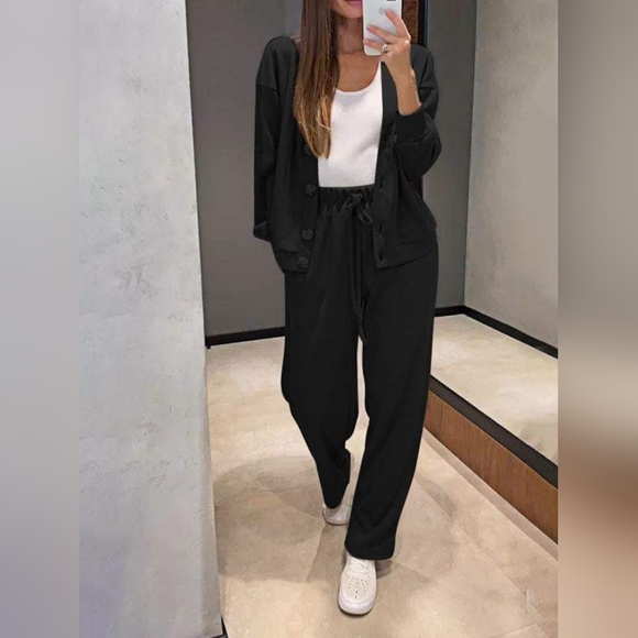 Full Size Button Up Long Sleeve Top and Pants Set. Full Sizes Available 2X-5X - Picture 3 of 6